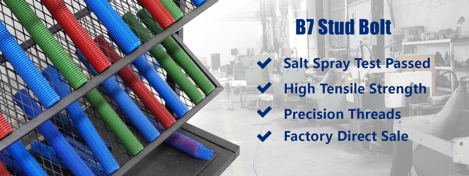 B7 stud bolts ASTM A193 - salt spray tested, high tensile strength