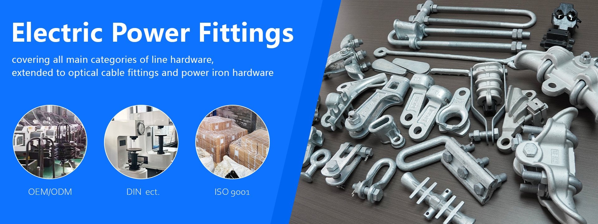 Electric power fittings full range - suspension, tension and link fittings