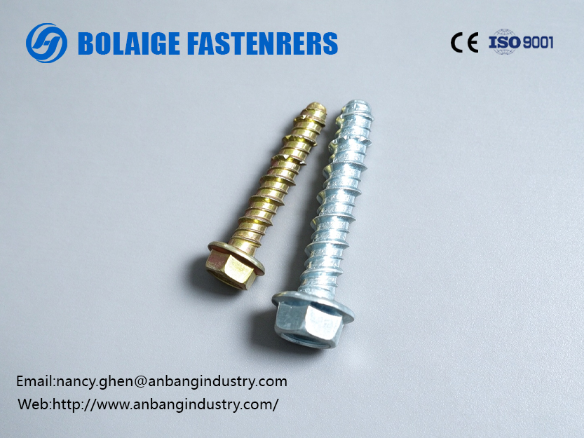 Concrete Screw Anchor, Yellow Zinc